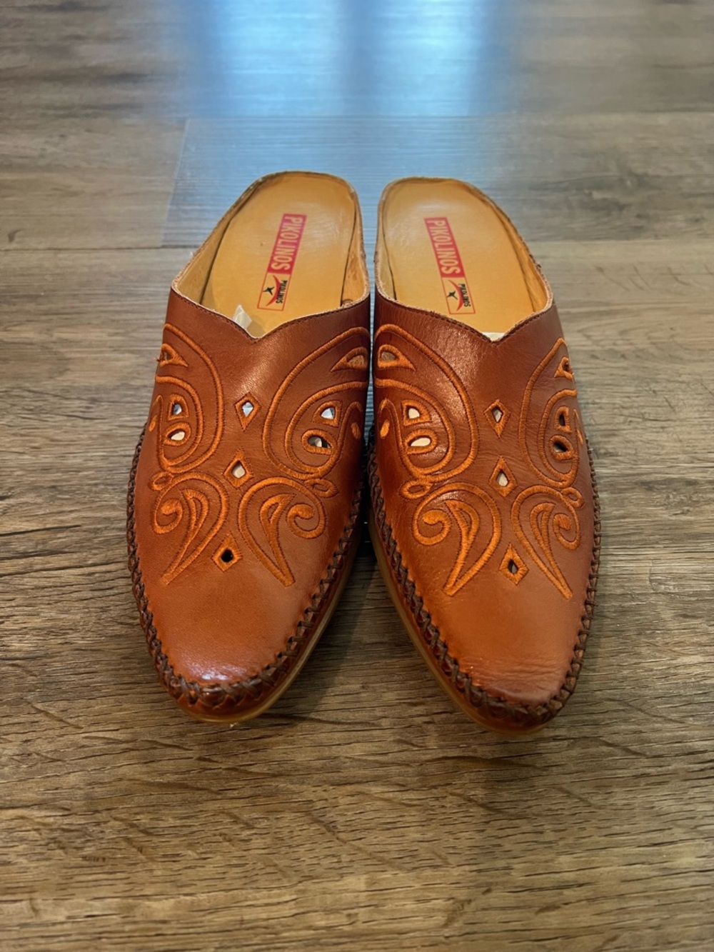 Pikolinos Brown Leather Slip-On Mules